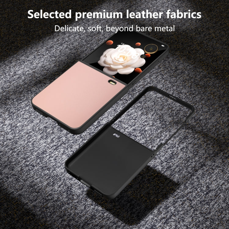 For Honor Magic V Flip PU Leather Black Frame Full Coverage Phone Case