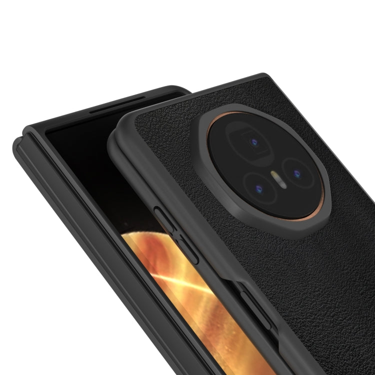 For Honor Magic V3 PU Leather Black Frame Full Coverage Phone Case