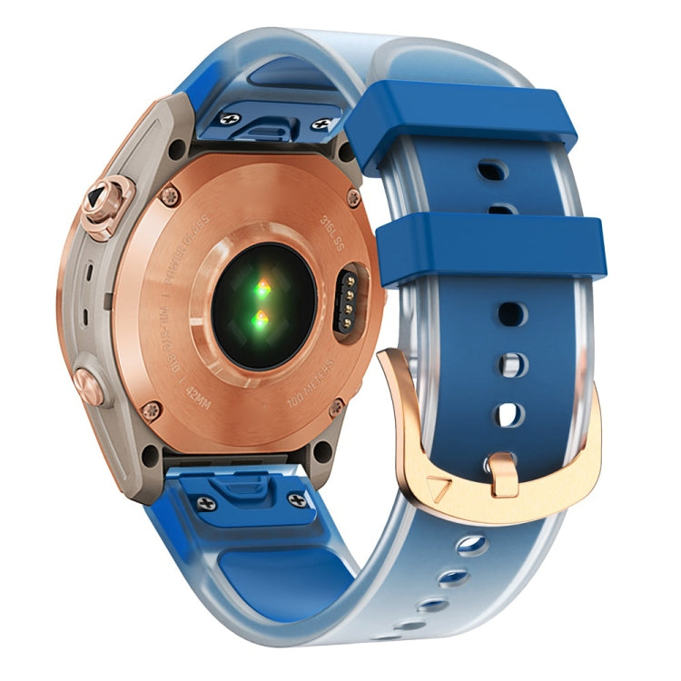 For Garmin Fenix 7S Glacier Clear Two Color Silicone Watch Band