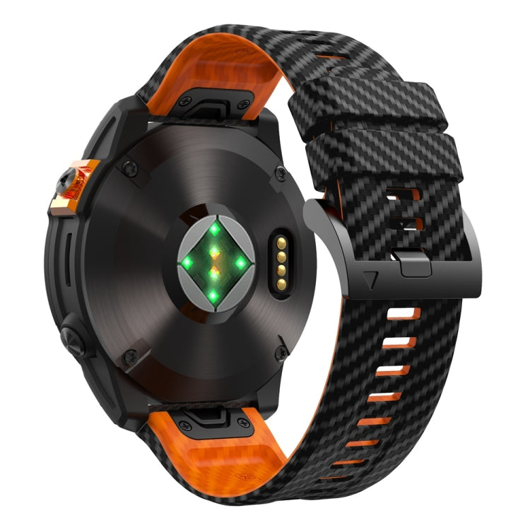 26mm Two Color Carbon Fiber Pattern Silicone Watch Band
