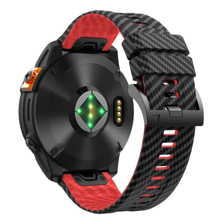 26mm Two Color Carbon Fiber Pattern Silicone Watch Band