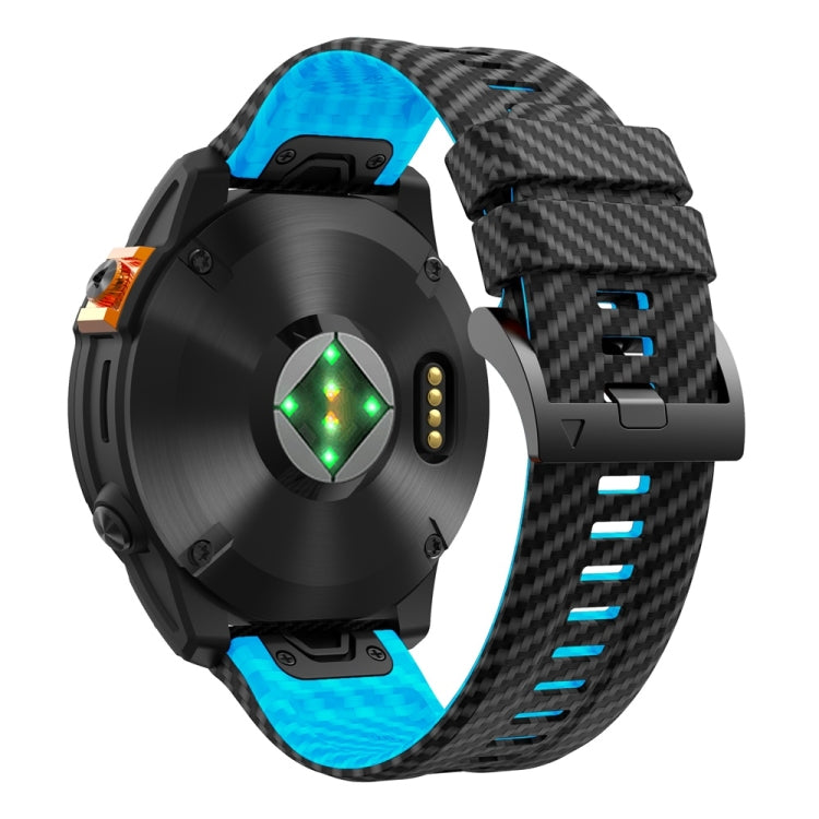26mm Two Color Carbon Fiber Pattern Silicone Watch Band