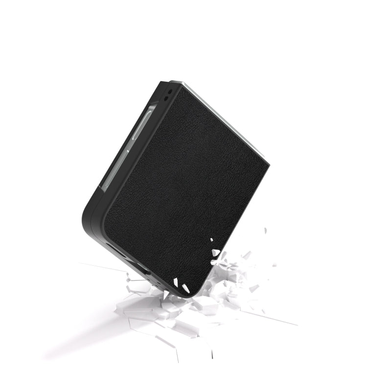 For Samsung Galaxy Z Flip6 / Flip7 FE PU Leather Black Frame Full Coverage Phone Case