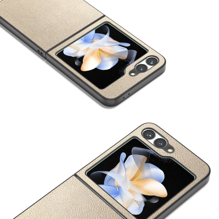 For Samsung Galaxy Z Flip6 / Flip7 FE PU Leather Black Frame Full Coverage Phone Case