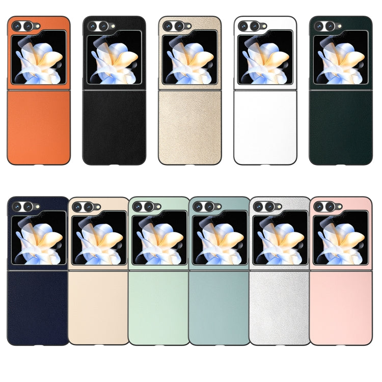 For Samsung Galaxy Z Flip6 / Flip7 FE PU Leather Black Frame Full Coverage Phone Case