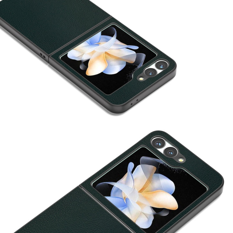 For Samsung Galaxy Z Flip6 / Flip7 FE PU Leather Black Frame Full Coverage Phone Case