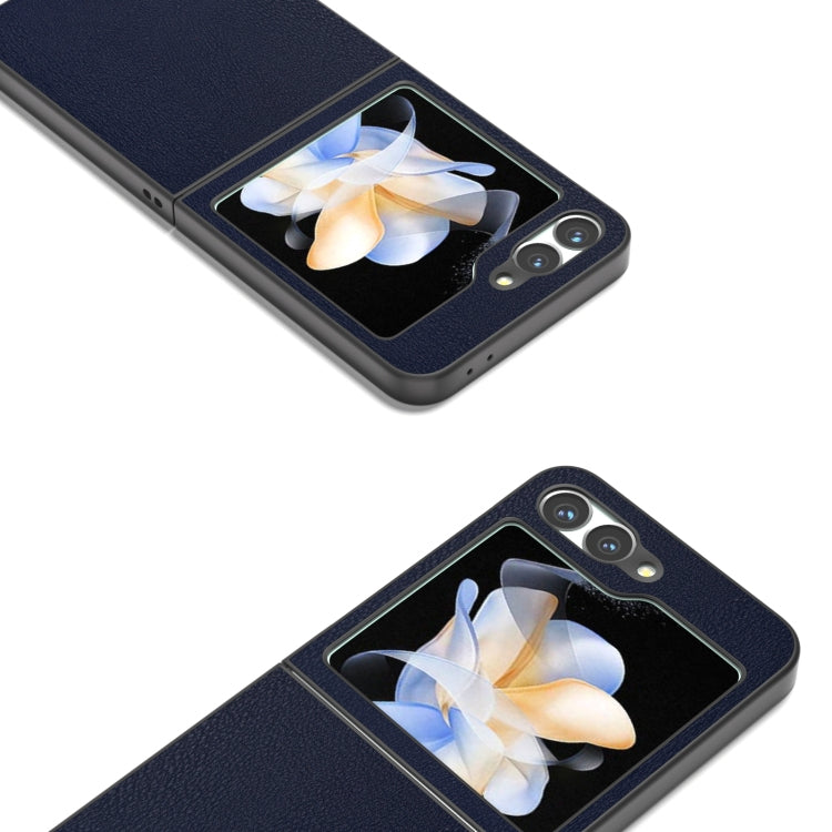 For Samsung Galaxy Z Flip6 / Flip7 FE PU Leather Black Frame Full Coverage Phone Case