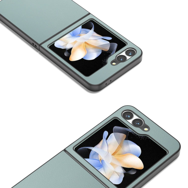 For Samsung Galaxy Z Flip6 / Flip7 FE PU Leather Black Frame Full Coverage Phone Case