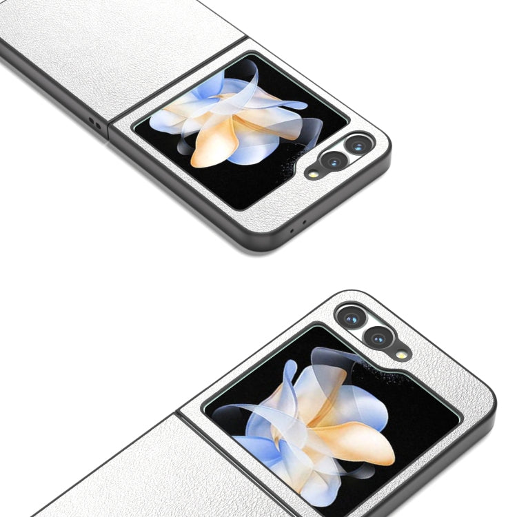 For Samsung Galaxy Z Flip6 / Flip7 FE PU Leather Black Frame Full Coverage Phone Case