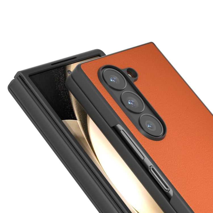 For Samsung Galaxy Z Fold6 PU Leather Black Frame Full Coverage Phone Case