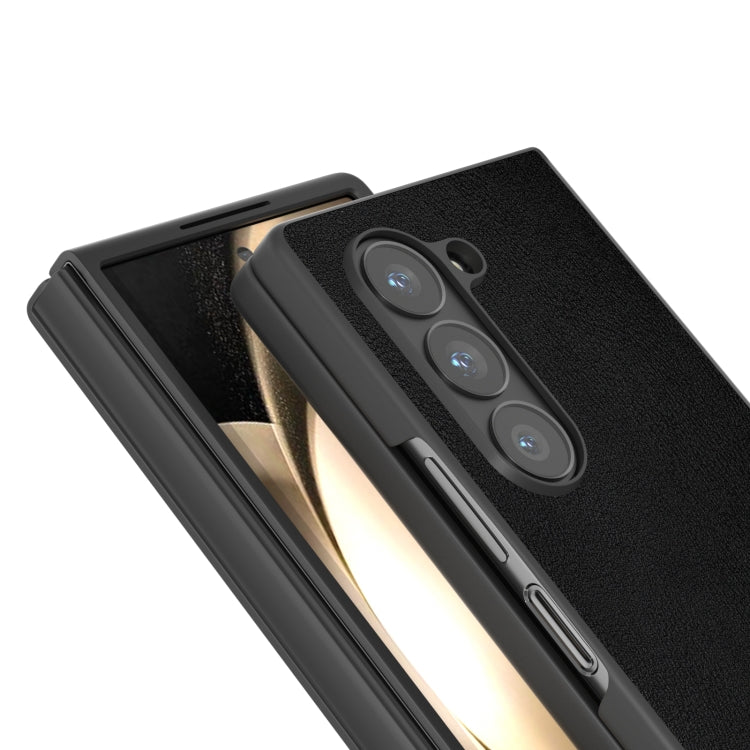 For Samsung Galaxy Z Fold6 PU Leather Black Frame Full Coverage Phone Case