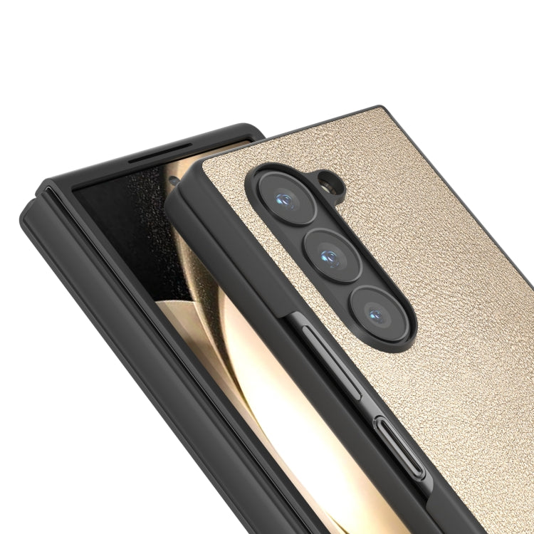 For Samsung Galaxy Z Fold6 PU Leather Black Frame Full Coverage Phone Case