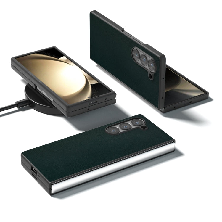 For Samsung Galaxy Z Fold6 PU Leather Black Frame Full Coverage Phone Case