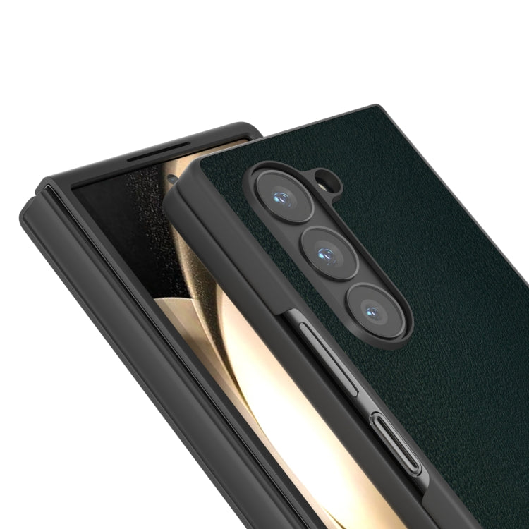 For Samsung Galaxy Z Fold6 PU Leather Black Frame Full Coverage Phone Case