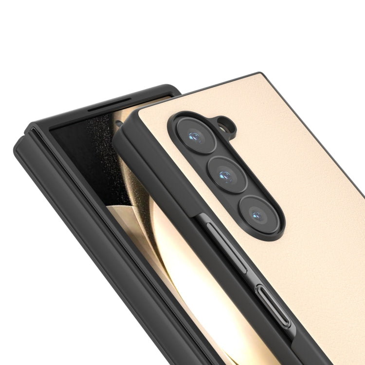 For Samsung Galaxy Z Fold6 PU Leather Black Frame Full Coverage Phone Case