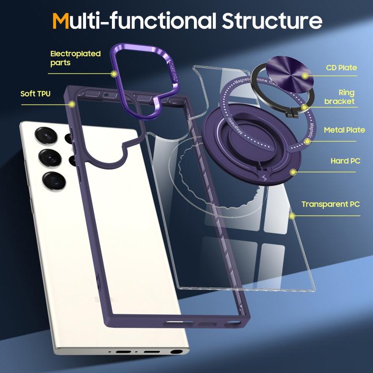 For Samsung Galaxy S25 Ultra 5G Magnetic Rotating Ring Holder Phone Case