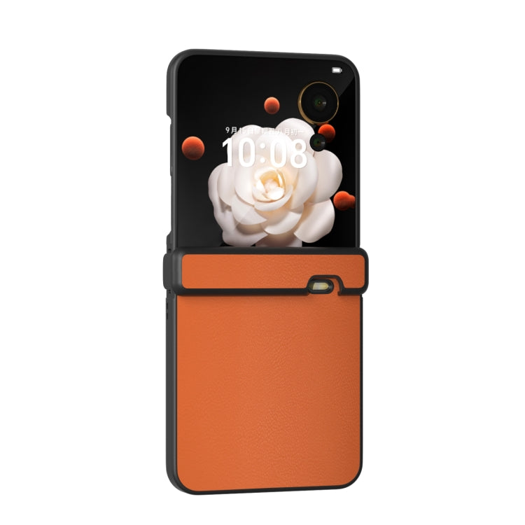 For Honor Magic V Flip Three Parts PU Leather Black Frame Full Coverage Phone Case