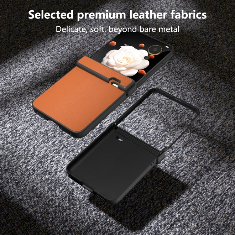 For Honor Magic V Flip Three Parts PU Leather Black Frame Full Coverage Phone Case