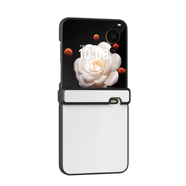 For Honor Magic V Flip Three Parts PU Leather Black Frame Full Coverage Phone Case