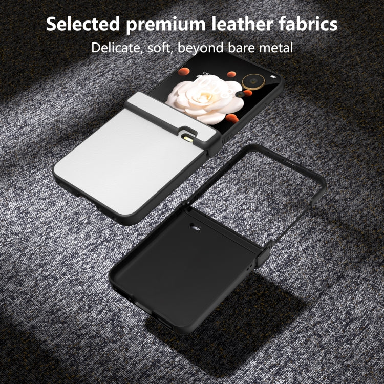 For Honor Magic V Flip Three Parts PU Leather Black Frame Full Coverage Phone Case