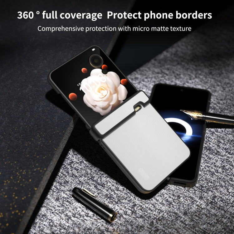 For Honor Magic V Flip Three Parts PU Leather Black Frame Full Coverage Phone Case