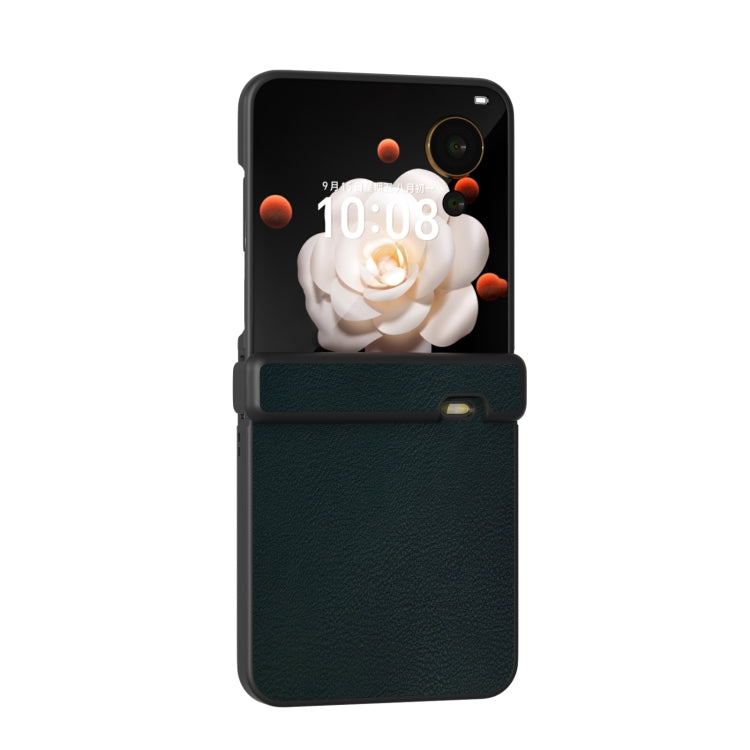 For Honor Magic V Flip Three Parts PU Leather Black Frame Full Coverage Phone Case