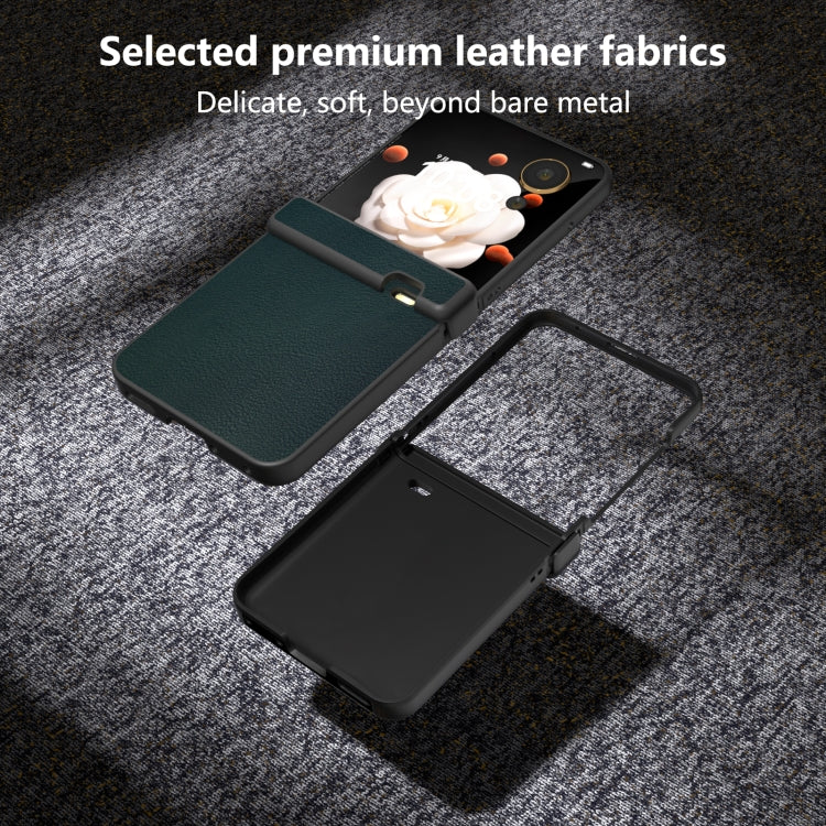 For Honor Magic V Flip Three Parts PU Leather Black Frame Full Coverage Phone Case