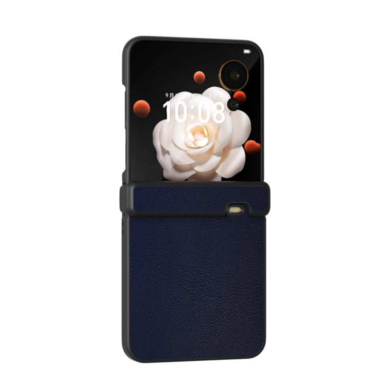 For Honor Magic V Flip Three Parts PU Leather Black Frame Full Coverage Phone Case