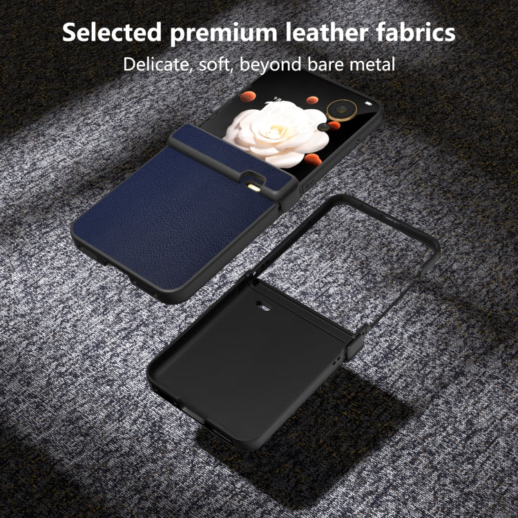 For Honor Magic V Flip Three Parts PU Leather Black Frame Full Coverage Phone Case