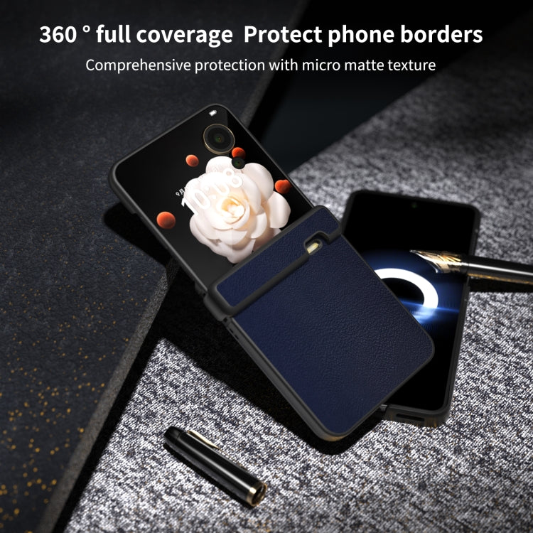 For Honor Magic V Flip Three Parts PU Leather Black Frame Full Coverage Phone Case