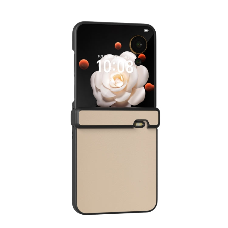 For Honor Magic V Flip Three Parts PU Leather Black Frame Full Coverage Phone Case