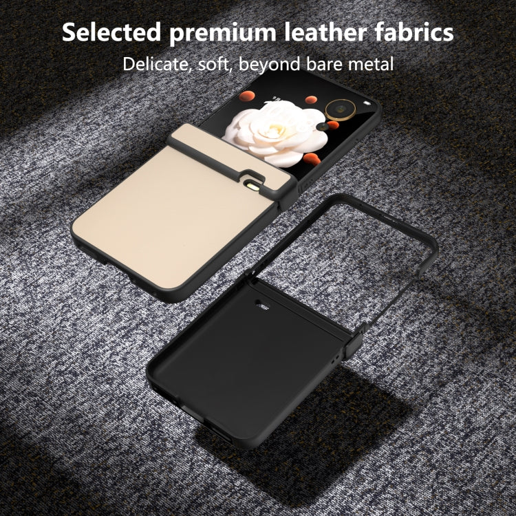 For Honor Magic V Flip Three Parts PU Leather Black Frame Full Coverage Phone Case