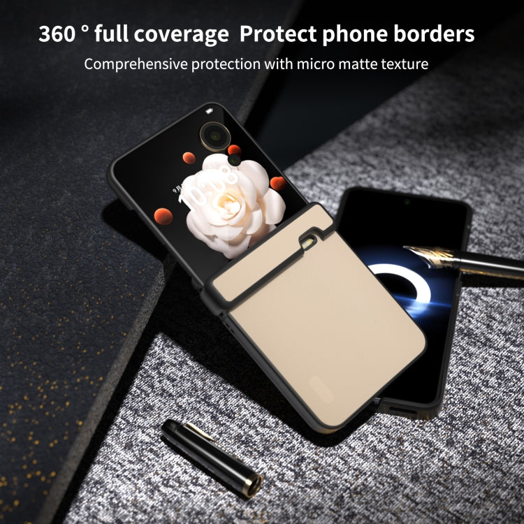 For Honor Magic V Flip Three Parts PU Leather Black Frame Full Coverage Phone Case