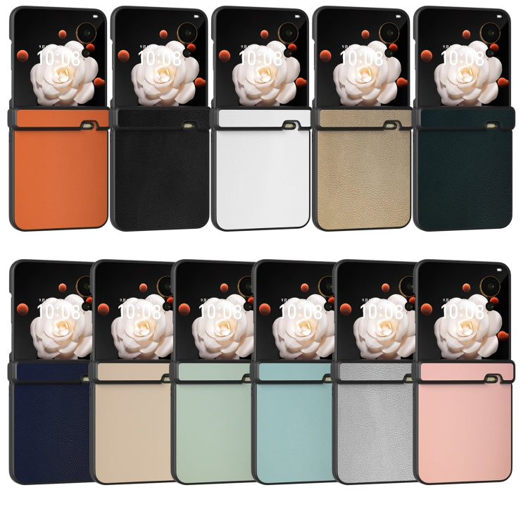 For Honor Magic V Flip Three Parts PU Leather Black Frame Full Coverage Phone Case