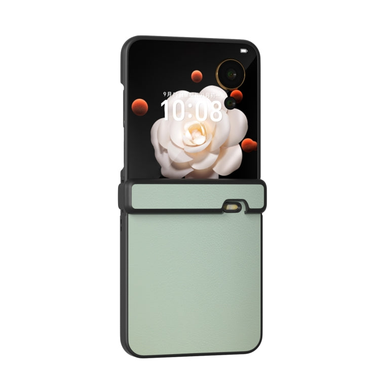For Honor Magic V Flip Three Parts PU Leather Black Frame Full Coverage Phone Case