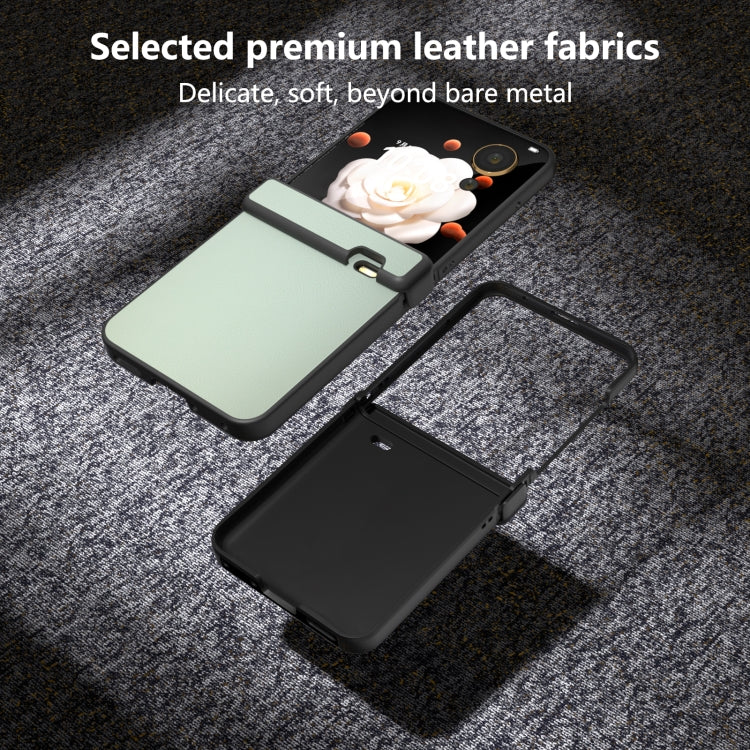 For Honor Magic V Flip Three Parts PU Leather Black Frame Full Coverage Phone Case
