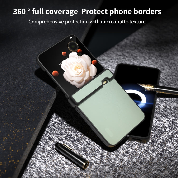 For Honor Magic V Flip Three Parts PU Leather Black Frame Full Coverage Phone Case