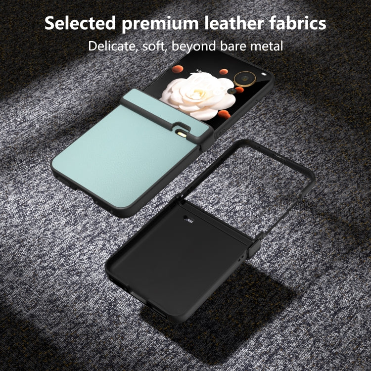 For Honor Magic V Flip Three Parts PU Leather Black Frame Full Coverage Phone Case