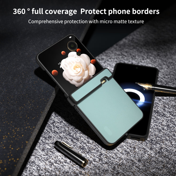 For Honor Magic V Flip Three Parts PU Leather Black Frame Full Coverage Phone Case