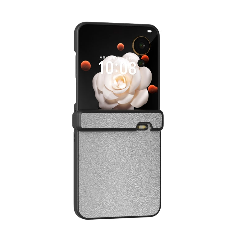 For Honor Magic V Flip Three Parts PU Leather Black Frame Full Coverage Phone Case