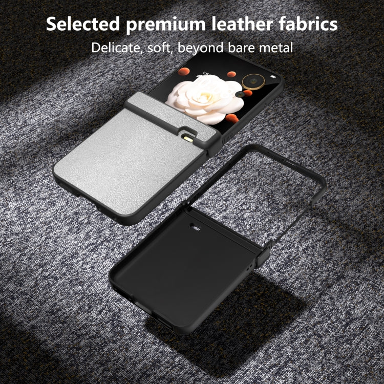 For Honor Magic V Flip Three Parts PU Leather Black Frame Full Coverage Phone Case