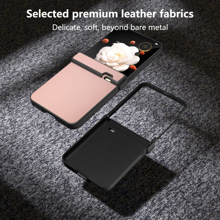 For Honor Magic V Flip Three Parts PU Leather Black Frame Full Coverage Phone Case
