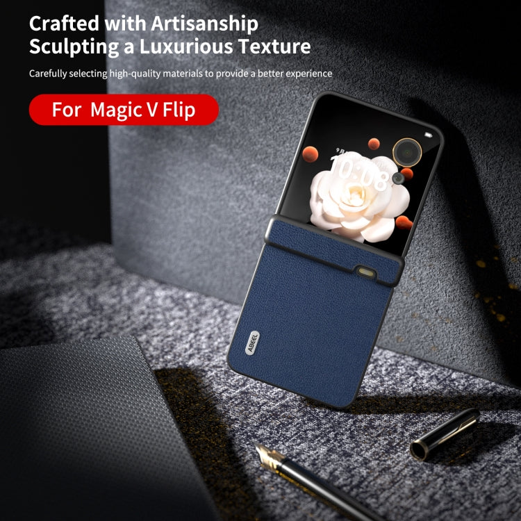 For Honor Magic V Flip ABEEL Three Parts Genuine Leather Luolai Series Phone Case