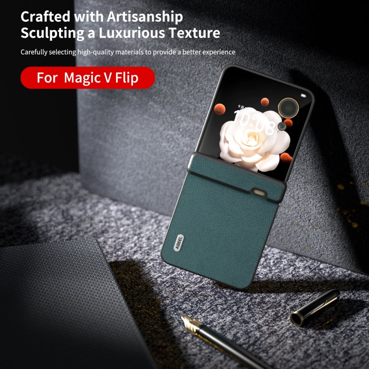 For Honor Magic V Flip ABEEL Three Parts Genuine Leather Luolai Series Phone Case