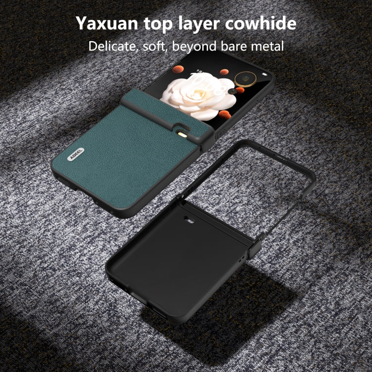 For Honor Magic V Flip ABEEL Three Parts Genuine Leather Luolai Series Phone Case