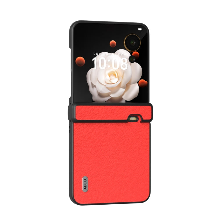For Honor Magic V Flip ABEEL Three Parts Genuine Leather Luolai Series Phone Case