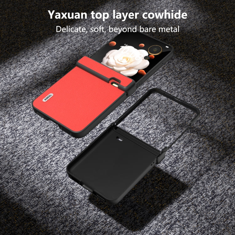 For Honor Magic V Flip ABEEL Three Parts Genuine Leather Luolai Series Phone Case