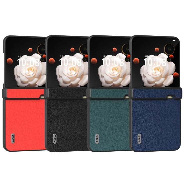 For Honor Magic V Flip ABEEL Three Parts Genuine Leather Luolai Series Phone Case