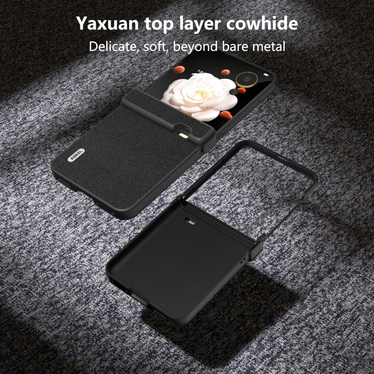 For Honor Magic V Flip ABEEL Three Parts Genuine Leather Luolai Series Phone Case