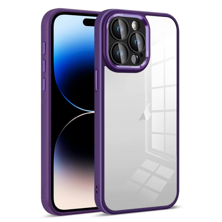 For iPhone 14 Pro Max Colorful Armor Lens Film Transparent Phone Case